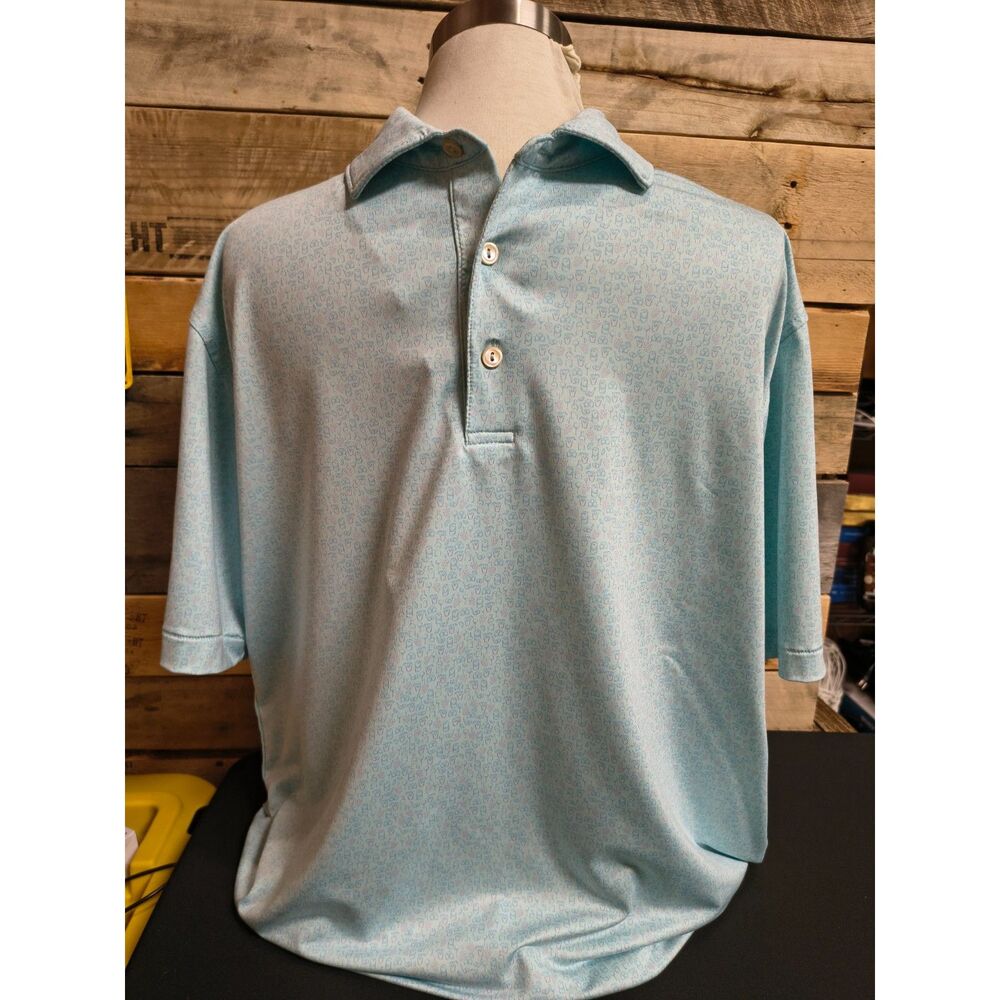 Peter Millar Summer Comfort Men's Medium Short Sleeve Polo Wine Cocktail Print